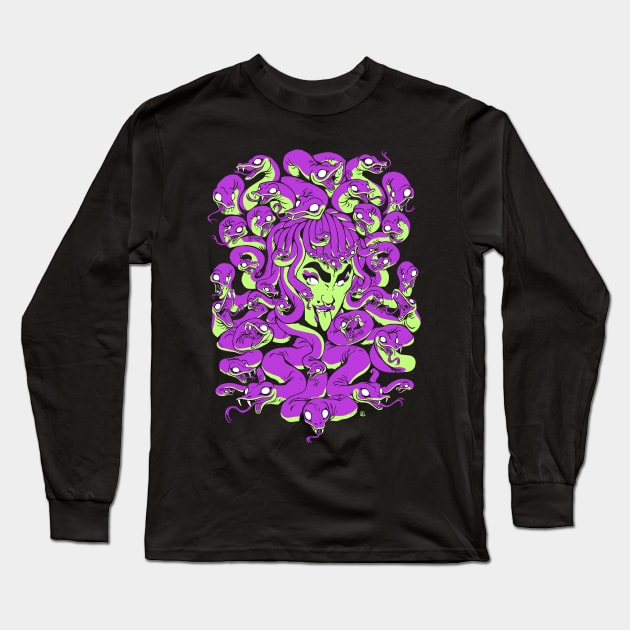 Medusa (purple and green) Long Sleeve T-Shirt by RobS